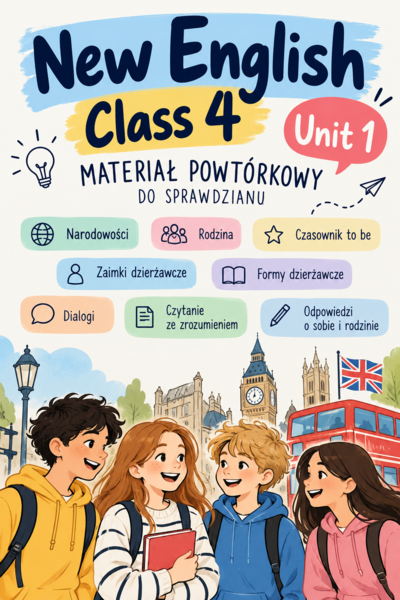 New English Class 4 - Unit 1 - powtórka do sprawdzianu z kluczem odpowiedzi