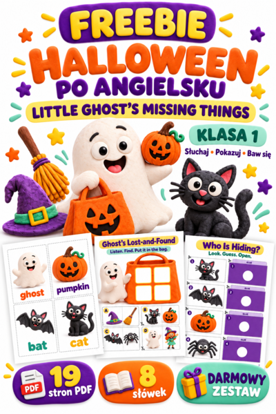 FREEBIE: Halloween po angielsku – Little Ghost’s Missing Things | Klasa 1 | 19 stron PDF
