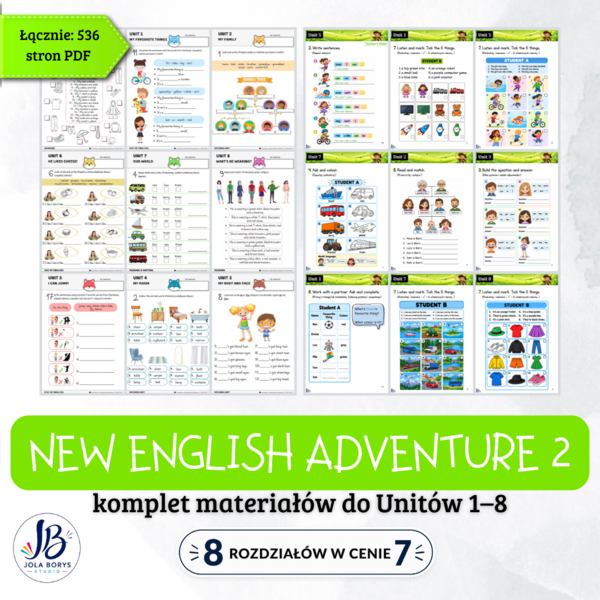 New English Adventure 2 – Units 1–8 – komplet materiałów | 8 rozdziałów w cenie 7