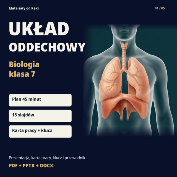 Układ oddechowy - biologia klasa 7 | prezentacja i karta pracy na 45 minut