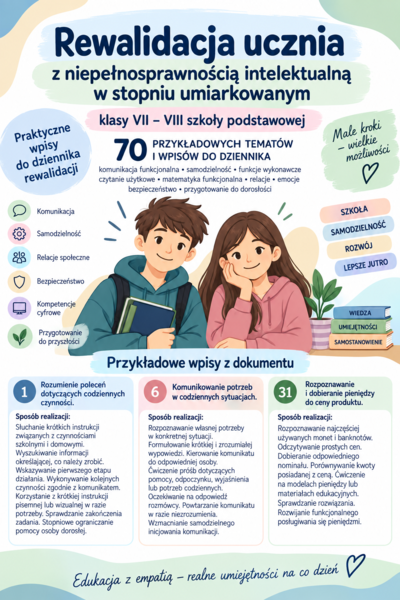 REWALIDACJA uczniów z niepełnosprawnością intelektualną umiarkowaną • kl.7-8• wpisy do dziennika