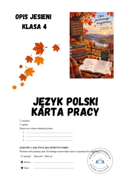 OPIS JESIENI. Karta pracy – język polski, klasa 4