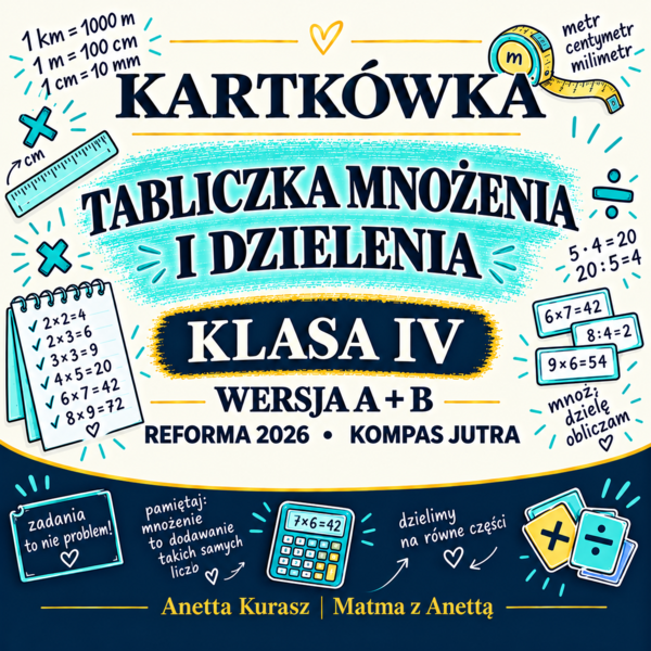 Kartkówka dla klasy IV - Tabliczka mnożenia i dzielenia - grupa A i B + klucz odpowiedzi