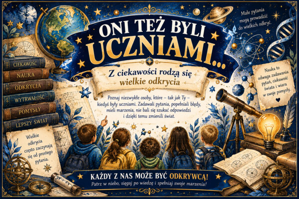 ONI TEŻ BYLI UCZNIAMI – 20 bogato ilustrowanych plansz A4
