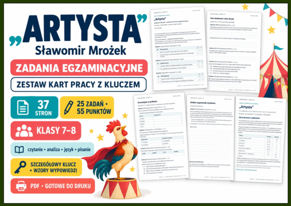 🎭 "ARTYSTA" Sławomira Mrożka – zadania egzaminacyjne z kluczem odpowiedzi