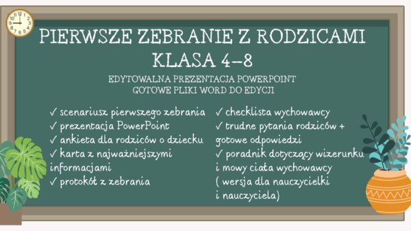 Pierwsze zebranie z rodzicami - klasa 4 (lub inna 4-8)
