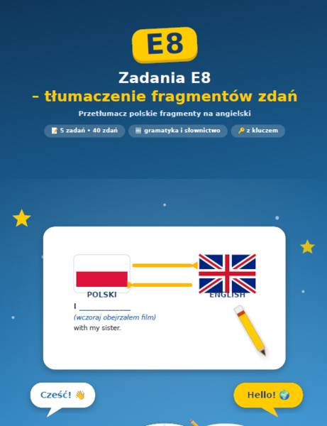 E8- tłumaczenia fragmentów zdań