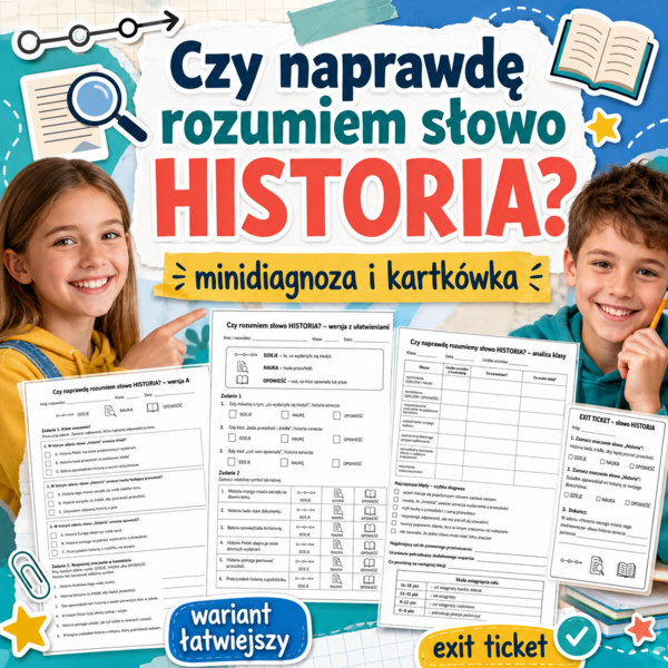 Czy naprawdę rozumiem słowo HISTORIA? – minidiagnoza i kartkówka w 3 wersjach