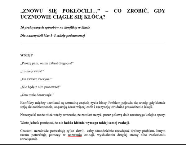 CO ZROBIĆ, GDY UCZNIOWIE CIĄGLE SIĘ KŁÓCĄ