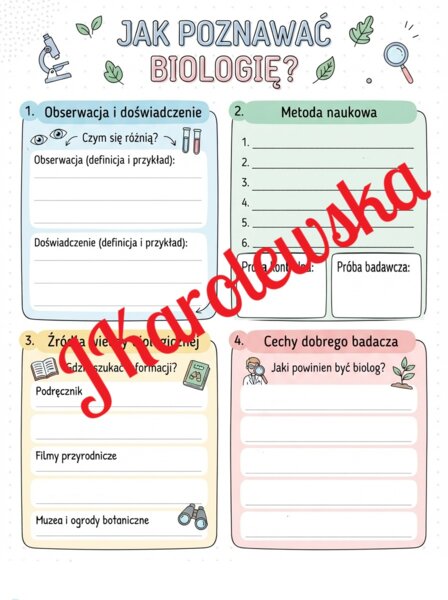 Jak poznawać biologię klasa 5 - karta pracy
