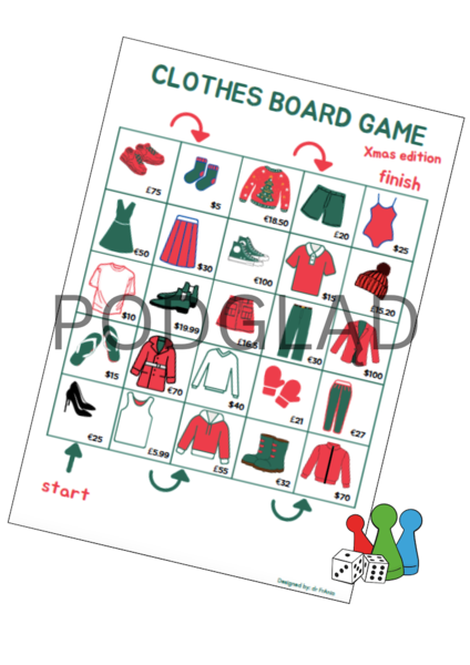 Clothes board game Xmas edition