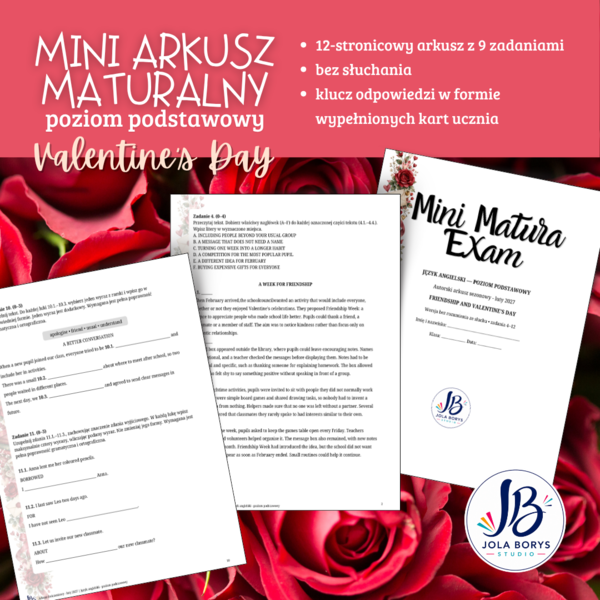 Mini Matura – Friendship & Valentine’s Day | Język angielski – poziom podstawowy