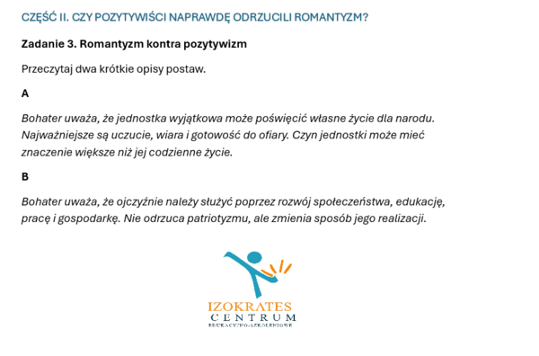 Pozytywizm - 18 zadań, powtórka dla klas III-IV