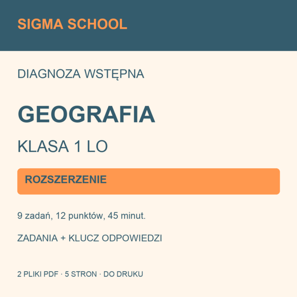 Diagnoza wstępna — geografia, klasa 1 LO — ROZSZERZENIE + klucz i analiza