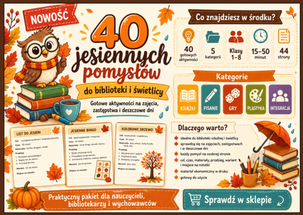 🍂 40 jesiennych pomysłów do biblioteki i świetlicy - świetlica- biblioteka