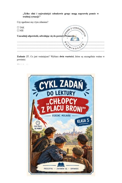 CYKL ZADAŃ DO LEKTURY „CHŁOPCY Z PLACU BRONI”