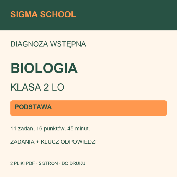 Diagnoza wstępna — biologia, klasa 2 LO — PODSTAWA + klucz i analiza