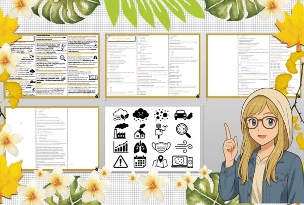 Sketchnotka/notatka - dla ucznia i przypomnienie dla nauczyciela w pdf. Temat "Jak sprawdzić stan powietrza w mojej okolicy?". Edukacja zdrowotna. Klasa 5.