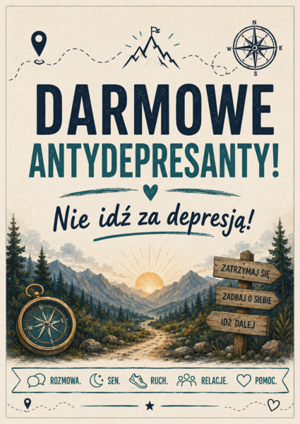 Nie idź za depresją! Darmowe antydepresanty – seria plakatów profilaktycznych dla młodzieży