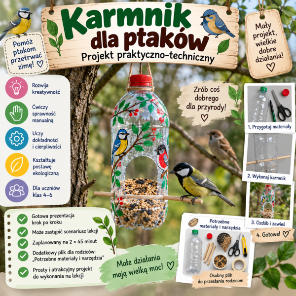 Karmnik dla ptaków- projekt na zajęcia praktyczno- techniczne