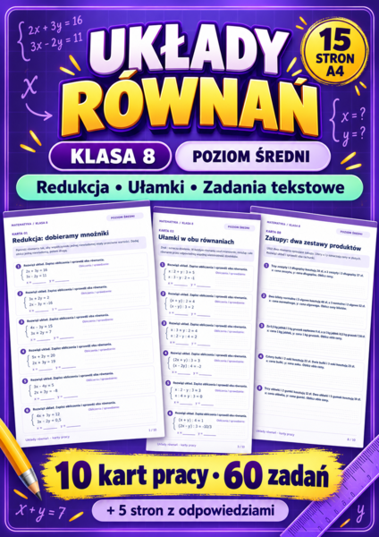 UKŁADY RÓWNAŃ-Średnie-klasa 8