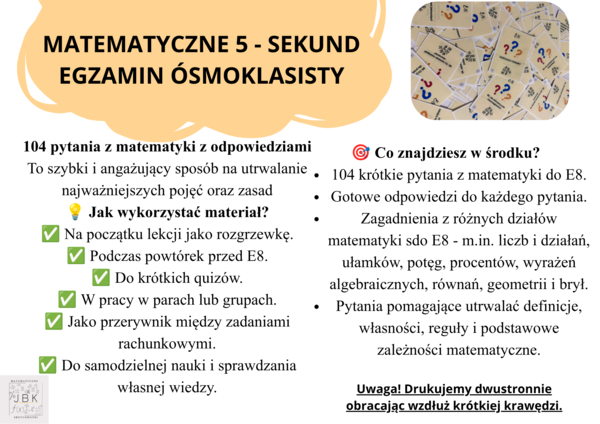 Matematyczne 5 sekund Egzamin ósmoklasisty