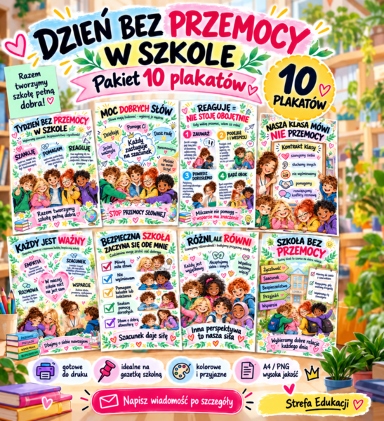 Zestaw plakatów na gazetkę – Stop przemocy i hejtowi