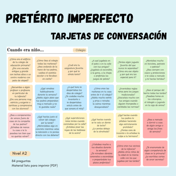 Cuando era niño - tarjetas de conversación