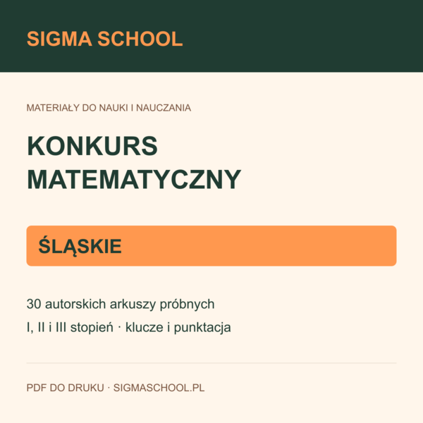 Próbne konkursy matematyczne — śląskie, 30 arkuszy + klucze