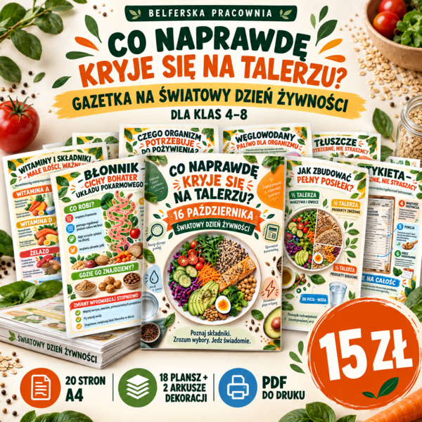 🍎 CO NAPRAWDĘ KRYJE SIĘ NA TALERZU? Nowa gazetka edukacyjna na Światowy Dzień Żywności – 16 października 🌾