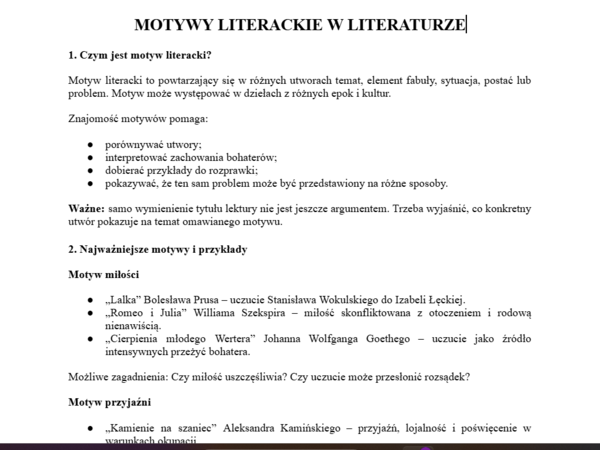 Motywy literackie w literaturze