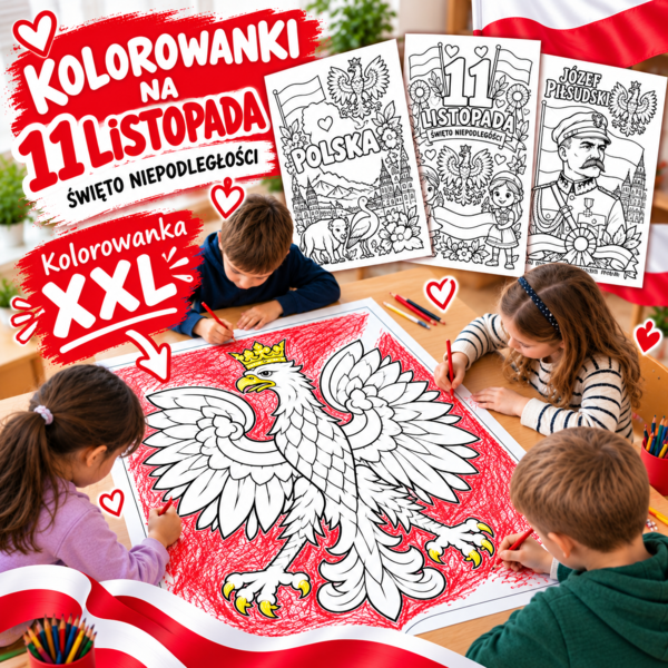 Kolorowanki na 11 Listopada – Święto Niepodległości | Kolorowanka XXL + Kolorowanki A4 PDF