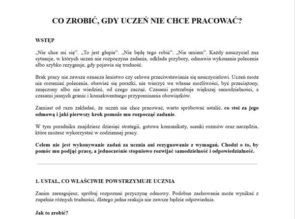 Co zrobić, gdy uczeń nie chce pracować.