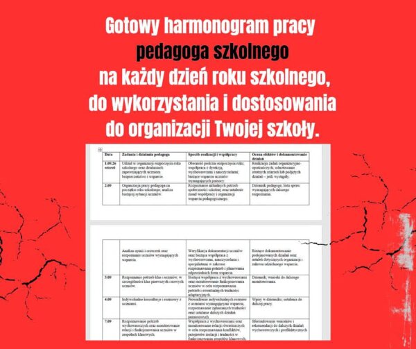 Harmonogram pracy pedagoga