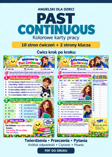 Past Continuous - 10-stronicowy workbook dla uczniów szkoły podstawowej