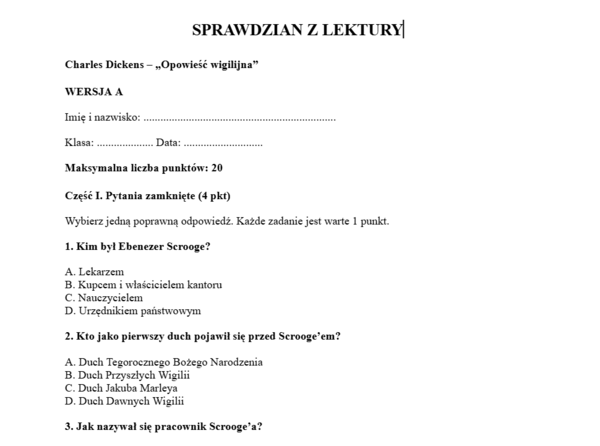 Sprawdzian- opowieść wigilijna