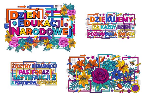 Duży Zestaw Dekoracyjny XXL na Dzień Edukacji Narodowej / Dzień Nauczyciela – Napis, Życzenia, Podziękowania i Bukiet (XXL) |