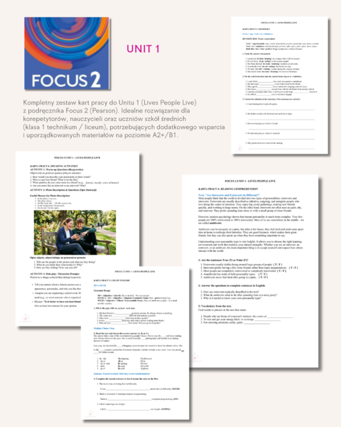 Focus 2 Unit 1 Karty pracy
