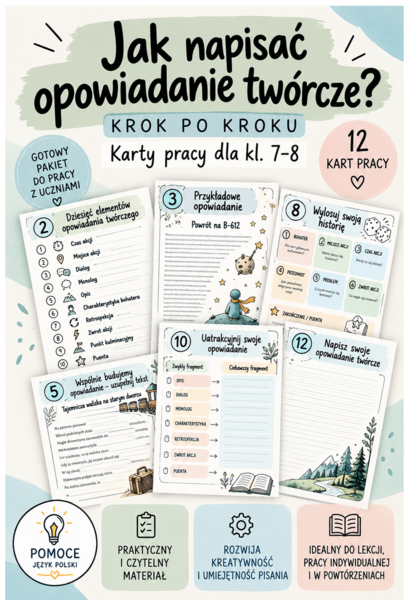 Jak napisać opowiadanie twórcze - karty pracy, pakiet