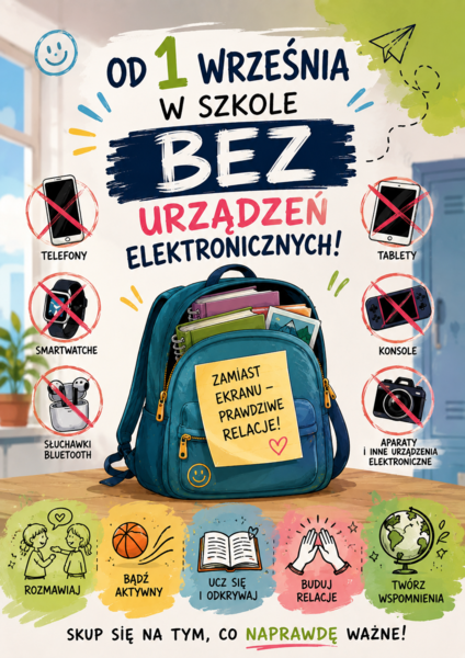 Plakaty zakaz telefonów w szkole