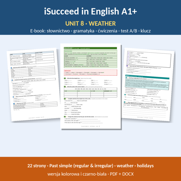 iSucceed in English A1+ – Unit 8 Weather | klasa 5 | e-book 22 strony + klucz