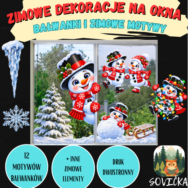 ❄️ Zimowe dekoracje na okna – bałwanki i zimowe motywy ☃️