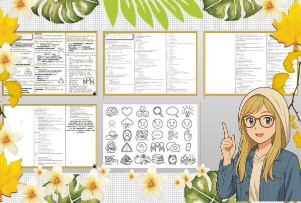 Sketchnotka/notatka - dla ucznia i przypomnienie dla nauczyciela w pdf. Temat "Jak odróżnić emocje moje i innych?". Edukacja zdrowotna. Klasa 5.