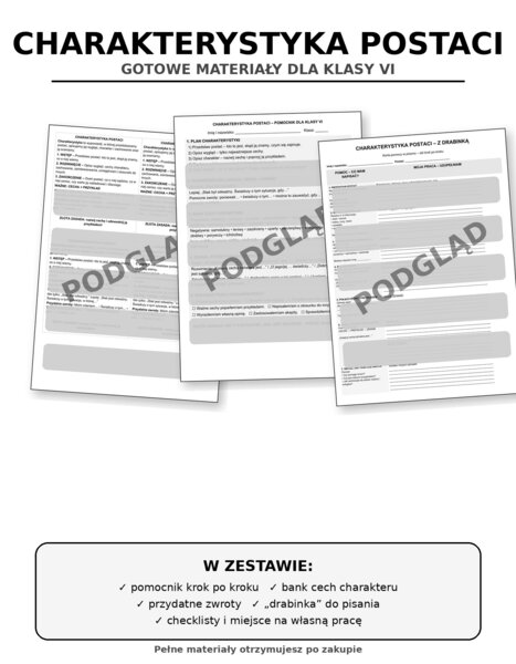 Charakterystyka postaci- materiały