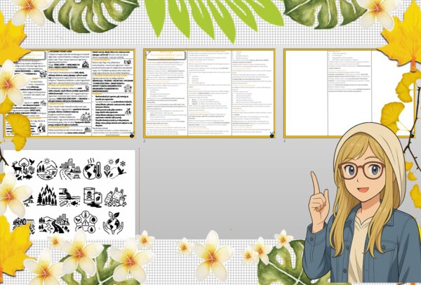 Sketchnotka/notatka - dla ucznia i przypomnienie dla nauczyciela w pdf. Temat "Dlaczego bioróżnorodność jest zagrożona?". Edukacja zdrowotna. Klasa 8.