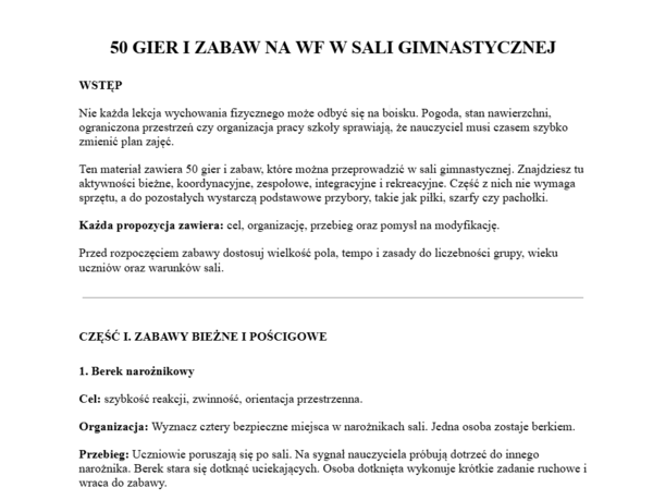 50 gier i zabaw na sali gimnastycznej