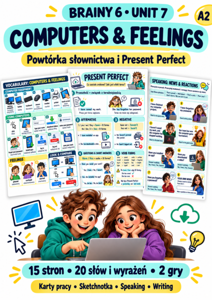 Brainy 6 Unit 7 – Computers & Feelings: powtórka, Present Perfect i 2 gry