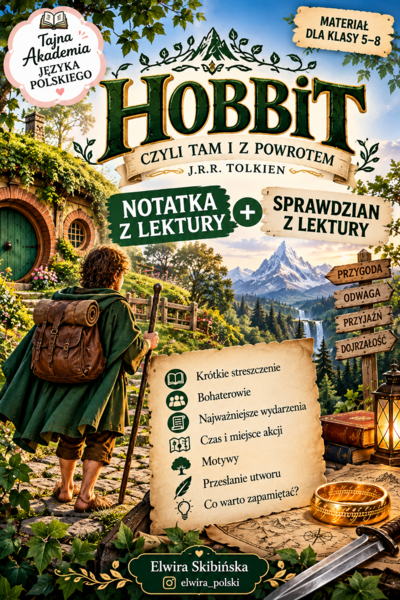 Hobbit, czyli tam i z powrotem – notatka z lektury + sprawdzian | Klasy 4 - 6