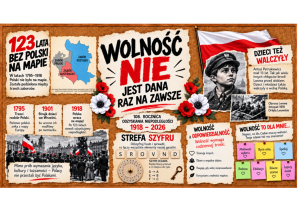 11 listopada – Wolność nie jest dana raz na zawsze | Gazetka szkolna XXL | 40 stron PDF