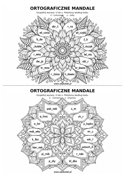 Ortograficzne mandale– utrwalanie pisowni trudnych wyrazów
